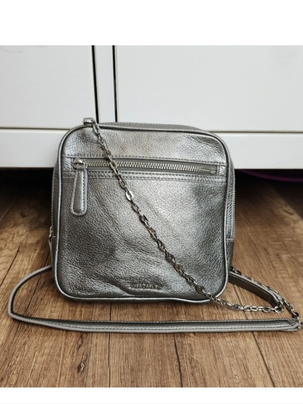 Vera Bradley Women's leather Elena Sycamore Square Crossbody metallic silver - Picture 2 of 16